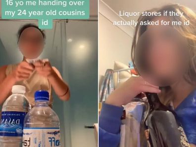 TikTok users sharing how they get away with buying drinks underage. 