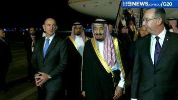 Premier Campbell Newman was on hand to great Saudi Crown Prince Salman Bin Abdulaziz. (9NEWS)