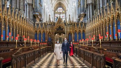 Prince William and Kate, Duchess of Cambridge arrive for a visit to the vaccination centre at Westminster Abbey, London, Tuesday, March 23, 2021 to pay tribute to the efforts of those involved in the Covid-19 vaccine rollout.