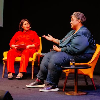 Nakkiah Lui and Roxane Gay in conversation at the All About Women festival 2022 in Sydney.
