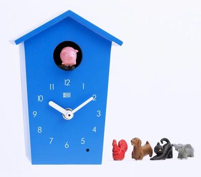 <p>For clock-watching parents everywhere this kid's 'cuckoo' clock tells the time with different animal sounds. Bad day? Pop the black cat in. Happy day? Swap in the pink piggy.</p>