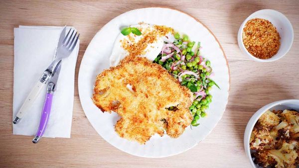 Crispy parmesan crumbed cauliflower are a vegetable poster-child dish