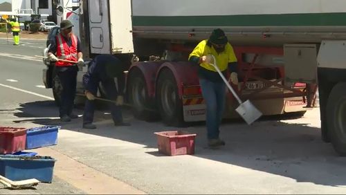 The intersection was closed down temporarily while council workers tried to clean up the smelly mess.