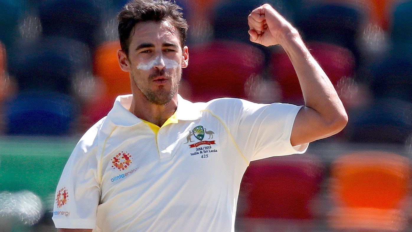 Mitchell Starc has left the Sri Lankan second innings in ruins in the second Test in Canberra.