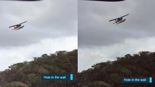 Photos shot by a witness seeing the seaplane banking over the Hawkesbury River.