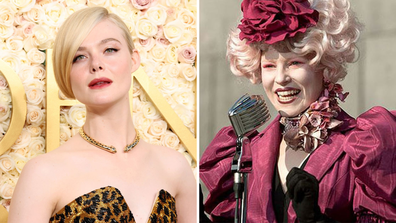 Elle Fanning as Effie Trinket in Sunrise on the Reaping