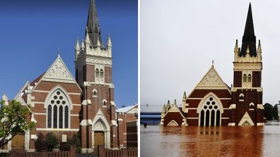 Saint Paul's Presbyterian Church in Lismore - before and after floods.