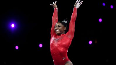 Simone Biles of USA competes on Vault during the Apparatus Finals on Day 9 of the FIG Artistic Gymnastics World Championships 