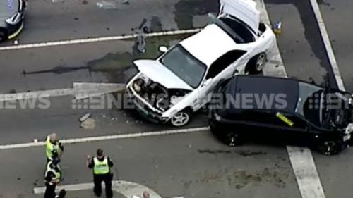 A man has been arrested after allegedly crashing a stolen white Nissan into another car in Berwick. (9NEWS)