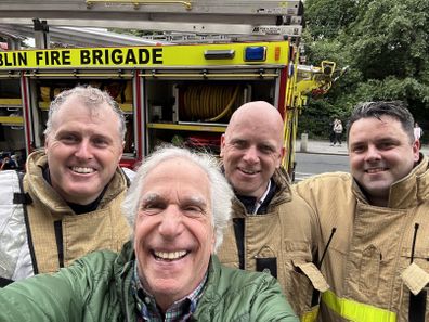 Henry Winkler selfie with Dublin Fire Brigade.