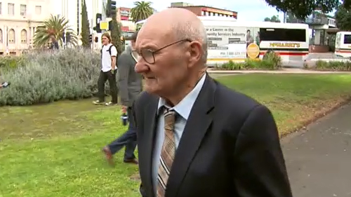 Ivan Edwards, 73, walks away from court after avoiding jail time. (9NEWS)