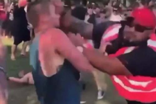 A popular car festival in Canberra has descended into disarray amid a string of fights between patrons and security guards caught on camera.