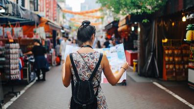 Woman travelling in Singapore