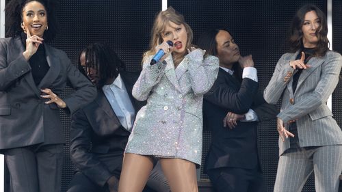 Taylor Swift performs onstage during her "Taylor Swift - The Eras Tour" at the MCG in Melbourne. 16th February 2024.
