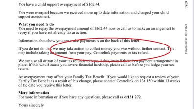 centrelink child support debt notice mother of deceased disabled boy