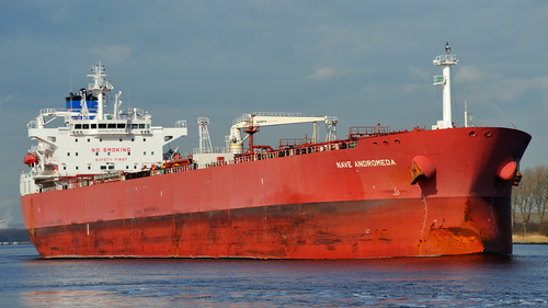 The tanker the Nave Andromeda is pictured on the Noordzeekanaal in the Netherlands in this image taken on April 3, 2014. (Lammert Melk via AP)