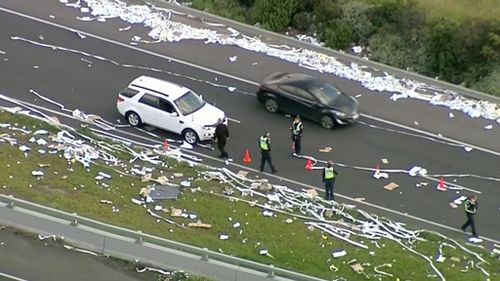 Toilet paper covers Melbourne freeway causing traffic havoc