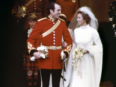 Captain Mark Phillips and Princess Anne on their wedding day