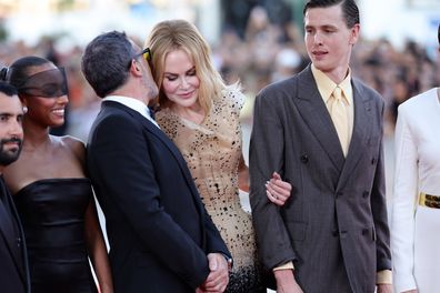 VENICE, ITALY - AUGUST 30: (L-R) Sophie Wilde, Antonio Banderas, Nicole Kidman and Harris Dickinson attend a red carpet for "Babygirl" during the 81st Venice International Film Festival at  on August 30, 2024 in Venice, Italy. (Photo by Andreas Rentz/Getty Images)