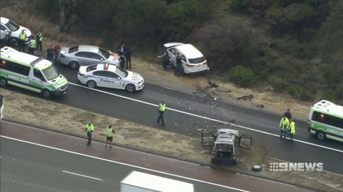 The Toyota Kluger turned the wrong way down the Cedric St on-ramp. Picture: 9NEWS