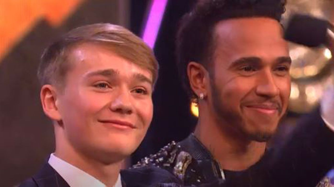 Billy Monger and Lewis Hamilton.