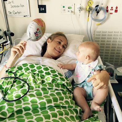 Jenna-Lea Clark in hospital with baby daughter Summer.