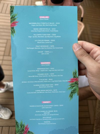 Overpriced menu at Miami Grand Prix