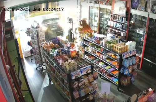 The front windows of a Sydney tobacconist were smashed and cigarettes stolen in an early morning ram raid.