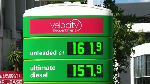 Prices at some Brisbane petrol stations reached 161.9 cents per litre today. (9NEWS)