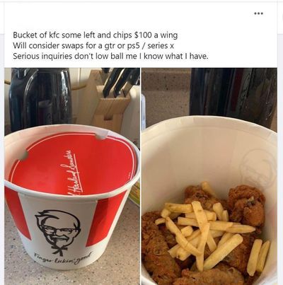 Man selling 'yesterday's KFC' on Facebook marketplace 
