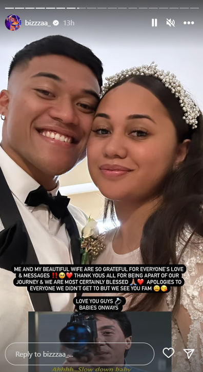 Brian To'o's emotional wedding to Sala Moesha Crichton-Ropati