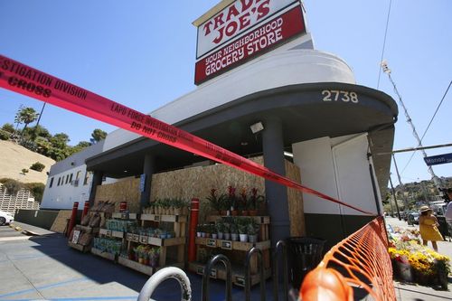 The supermarket in south Los Angeles remains closed. Picture: AP