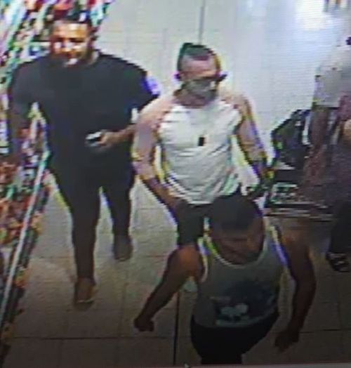 Police are seeking these three men over the acid attack. Picture: CNN