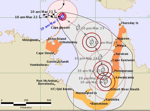 Cyclone Nora's expected path (BOM)