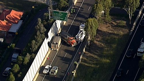 The southbound lanes of the motorway have been closed and detours are in place.