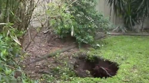 The gaping cavity appeared at the Bundaberg property yesterday morning. (9NEWS)