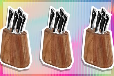 9PR: TEFAL Jamie Oliver by Tefal Knife Block 5 Piece Set, Handle