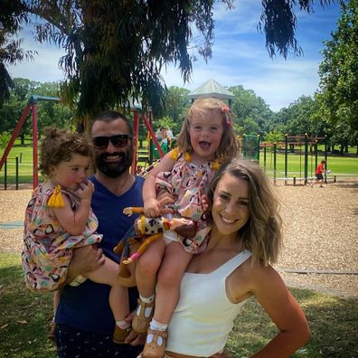 Laura Turner, husband Daniel McPherson and their twin daughters Isabel and Matilda.