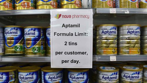 Many stores across the country have limited the purchase of baby formula. Picture: AAP