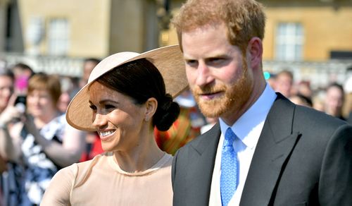 Meghan Markle and Prince Harry attend their first official event as a married couple. (PA/AAP)