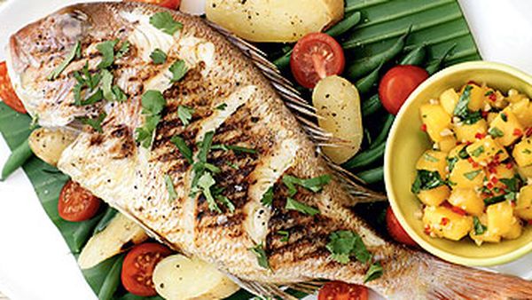 Snapper with mango salsa