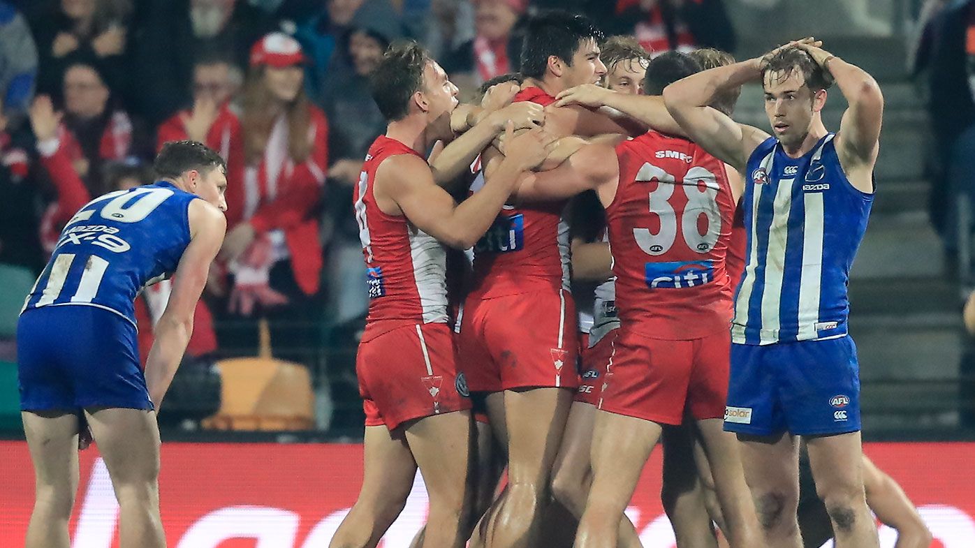 Undermanned Sydney Swans withstand furious North Melbourne final quarter rally