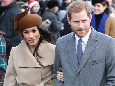 Meghan and Harry pictured heading to church on Christmas Day 2017.