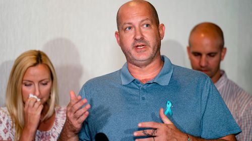 Joseph Petito, father of Gabby Petito, speaks during a news conference on Tuesday, September 28, 2021. A Florida circuit court judge has ruled a lawsuit filed by Gabby Petito's parents against Brian Laundrie's parents can move forward.