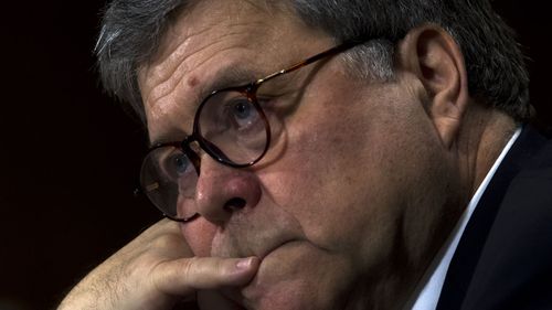 Attorney General William Barr appears during a Senate Judiciary Committee hearing on Capitol Hill in Washington.