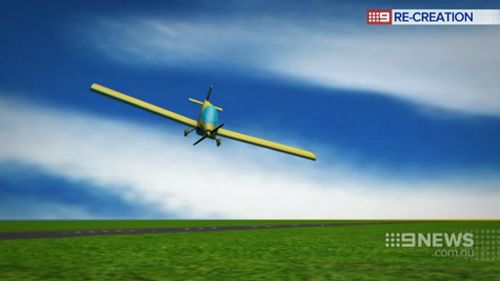 The plane was around six metres from the ground when it crashed. (9NEWS)