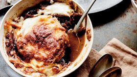Classic French onion soup with homemade croutons