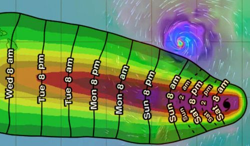 The predicted path of Hurricane Hector. (Image: US National Hurricane Centre).