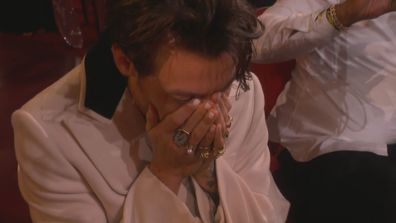 The moment Harry Styles discovers he's won Album of the Year at the 2023 Grammys