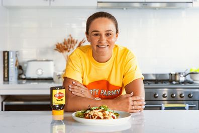 Ash Barty unveils "unofficial dish" of the Australian Open - the 'Barty Parmy'. A parmy with a vegemite twist.